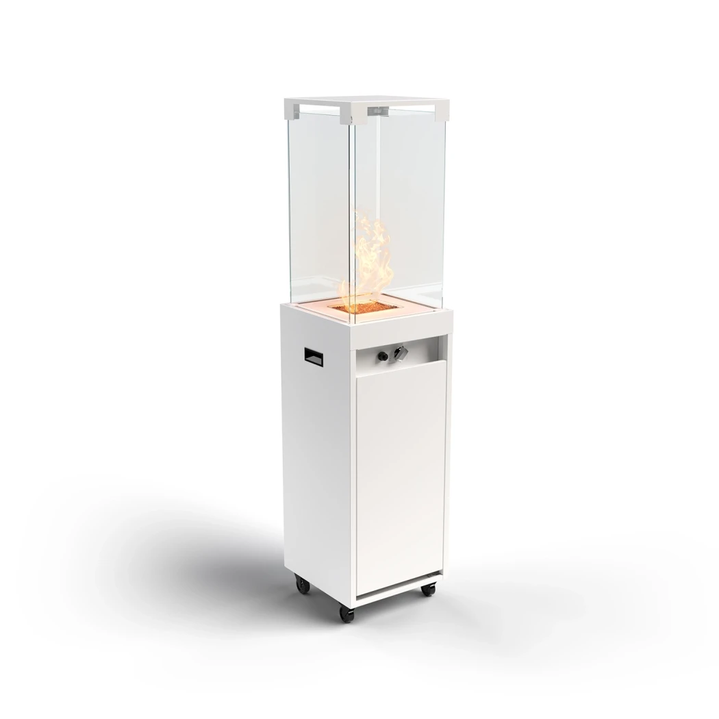 Planika Fires Faro - Branco Tráfego - Lareira a Gás Exterior - Aquecedor de pátio a gás engarrafado - Elegante e portátil - Ideal para o pátio - 