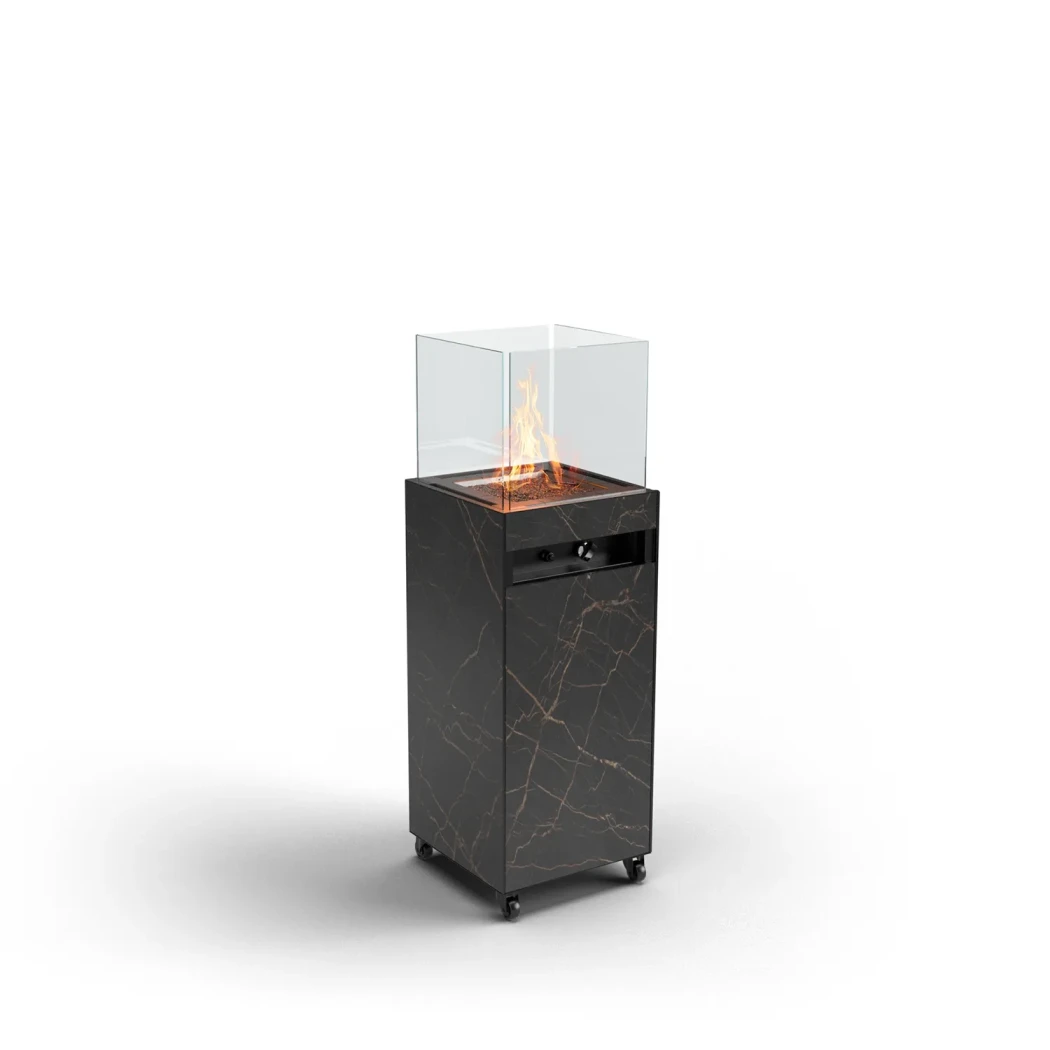 OIA - Preto Laurent - Lareira a Gás para Exterior da Planika Fires - Aquecimento eficiente - Design moderno e elegante - Cria uma atmosfera acolhedora