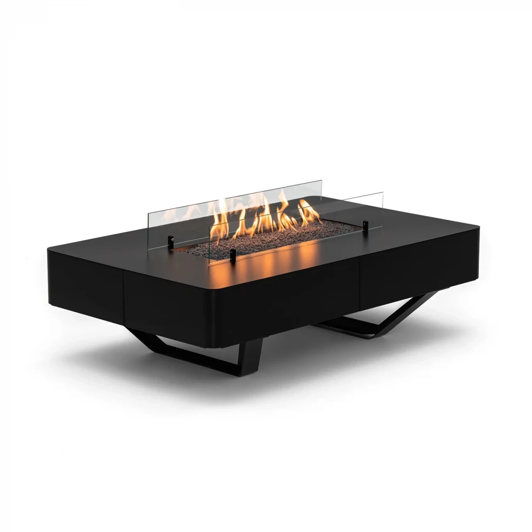 Gas fireplace fire table to be connected to gas for use on the terrace.Up to 10 kW heat output and 22 hours burn time on an 11 kg gas cylinder.