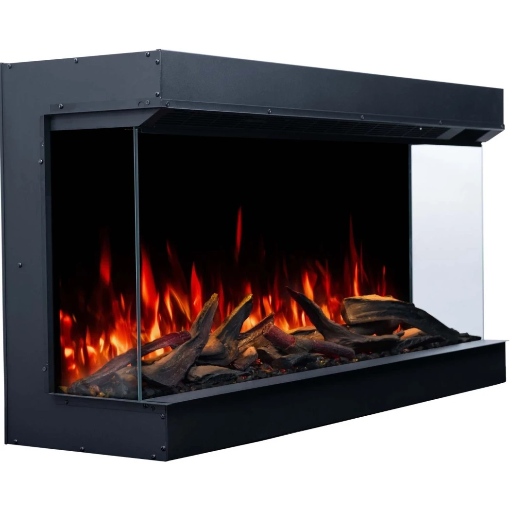 Aflamo Superb 3D Lareira Elétrica de 120 cm – de Encastrar, 3 Faces, Chama LED, 15 Cores, 1.5 kW de Calor