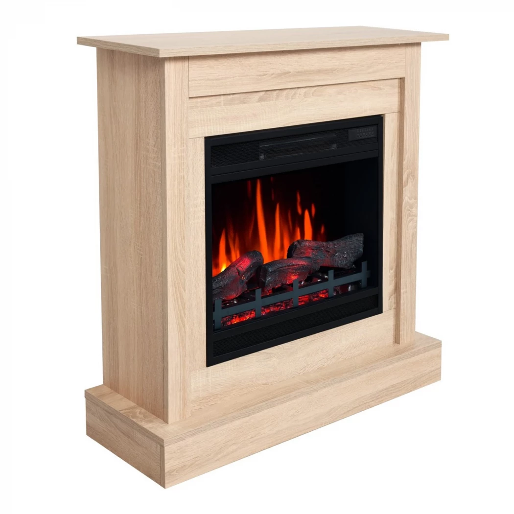 Lareira Elétrica Vigo Carvalho – 5 Cores de Chama, 1,8 kW, LEDs, Estrutura MDF