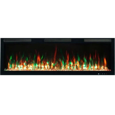 Lareira Elétrica Aflamo Majestic PRO 152 cm montada na parede com chama LED 