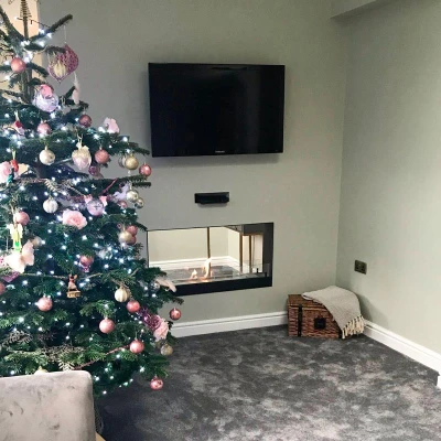 ScandiFlames - Lareira a Bioetanol Embutida de Duas Faces de 100 cm para Instalação Embutida - Preto Lareira a Bioetanol Embutida de Duas Faces de 100 cm para Instalação Embutida