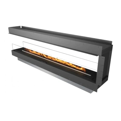 Lareiras Planika Fires Forma 2700 embutidas em divisória de espaço