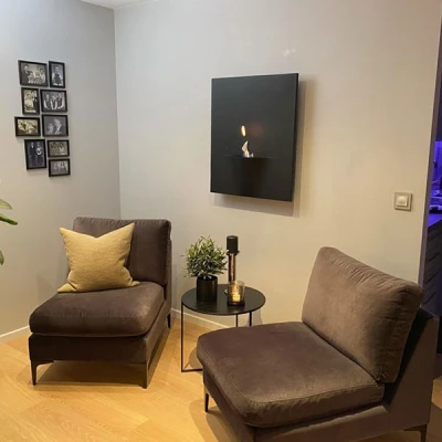 Lareira de parede a bioetanol Safretti Gaya em alumínio Lareira de parede a bioetanol Safretti Gaya em alumínio