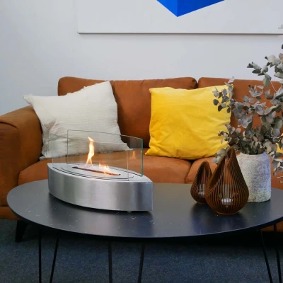 Lareira de Bioetanol Oval Lareira de Bioetanol Oval com Vidro