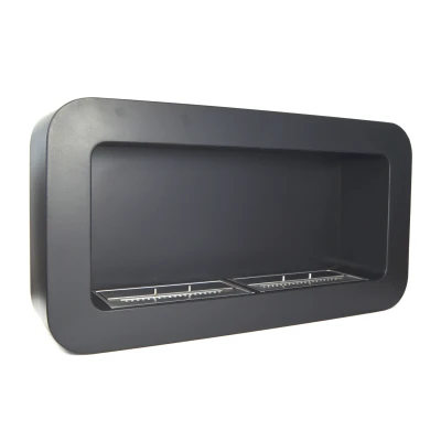 Lareira a Bioetanol Retangular Curvada em Preto Lareira a Bioetanol Retangular Curvada em Preto