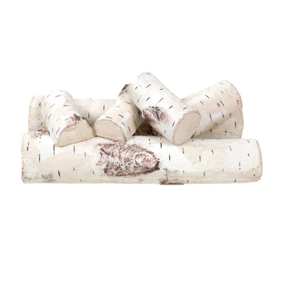 Decoração em madeira de bétula para lareiras a bioetanol - 6 peças em diferentes tamanhos