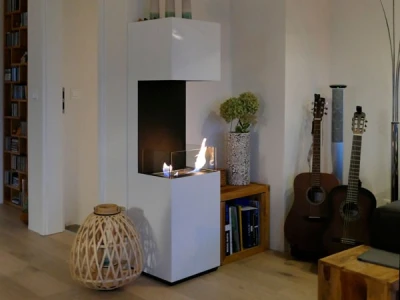 Lareira a Bioetanol Aberta de 3 Lados - Branco Lareira a Bioetanol Aberta de 3 Lados - Branco