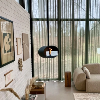 Halifax Black Oval - Lareira a Bioetanol Suspensa - 60 cm Halifax Black Oval - Lareira a Bioetanol Suspensa - 60 cm