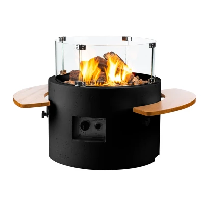 Mesa Redonda de Lareira a gás - Preto