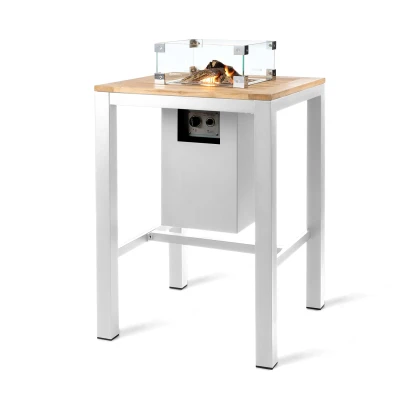 Mesa de Bar com Lareira a Gás Quadrada - Branco