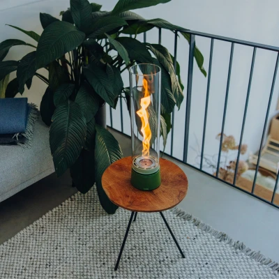 Höfats SPIN Air 1200 - Lareira bio de mesa verde com vidro cilíndrico alto
