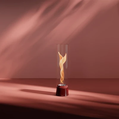 Lareira a Bioetanol Höfats SPIN Air 900 Vermelha de Mesa com Vidro Cilíndrico Alto