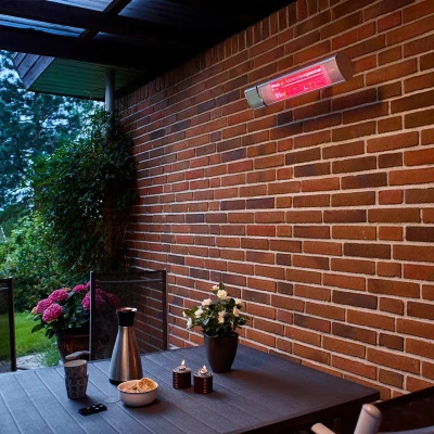 Aquecedor de Exterior de Parede 500-1000-1500 W - Prateado Aquecedor de Exterior de Parede 500-1000-1500 W - Prateado