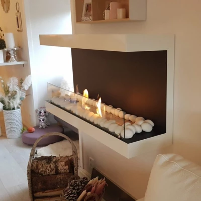 Dakota - Lareira a Bioetanol de Parede - 3 Lados e 120 cm em Branco Dakota - Lareira a Bioetanol de Parede - 3 Lados e 120 cm em Branco