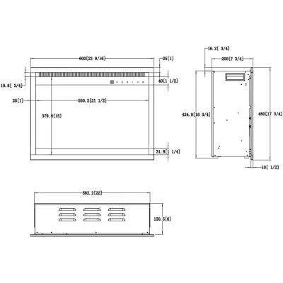 Inserto de lareira elétrica Aflamo 3D de 60 cm embutido com lenha e chamas de LED