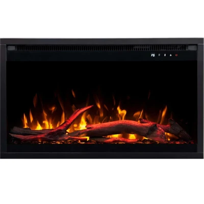 Inserto de lareira elétrica Aflamo 3D de 60 cm embutido com lenha e chamas de LED