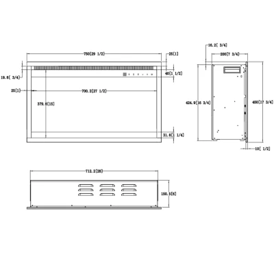 Aflamo 3D Insert 45 × 75 cm (18\" x 30\") – Lareira Elétrica de Encastrar com Chama de LED e Smart Control