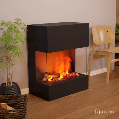 Glow Fire Kästner Preto - OMC 600 | Lareira a Vapor de Água Independente, 89 cm x 70 cm x 40 cm