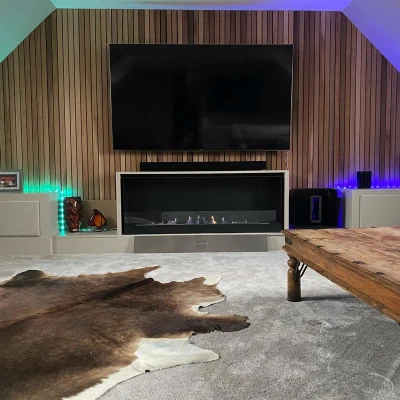 Lareira a bioetanol embutida preta para uma parede fina Lareiras Bioetanol Embutidas - 1 Face - 140 cm