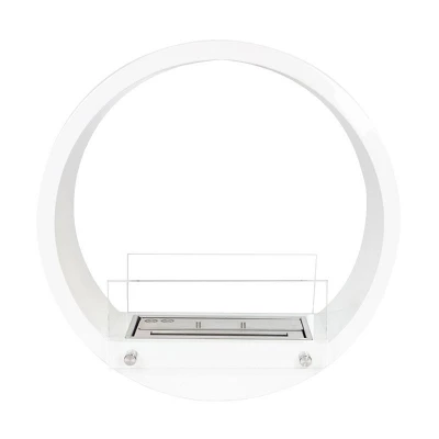 Lareira circular branca de bioetanol para embutir com um tempo de queima de aproximadamente 4 horas
