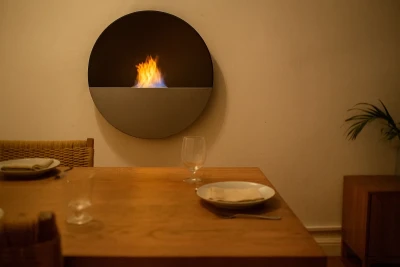 Lareira a bioetanol Safretti Cubico RG cinzenta | Safretti Prometheus RG - Lareira a bioetanol preta para montagem na parede