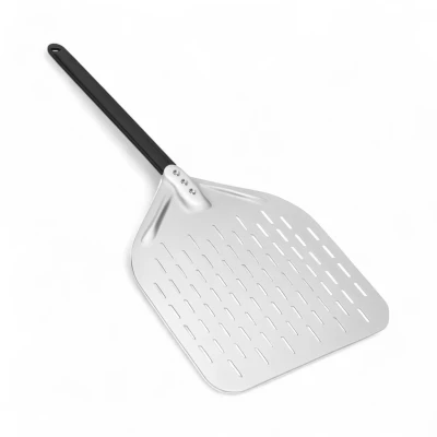 Pá de Pizza Perfurada em Alumínio de 33 cm com Cabo Preto Removível