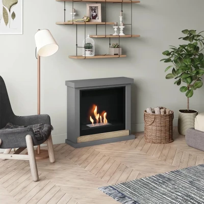 Hagen Lareira de Bioetanol com Moldura - Cinza