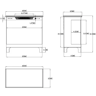 Lareira elétrica independente de 3 lados Aflamo Tower 3D 61 cm preto