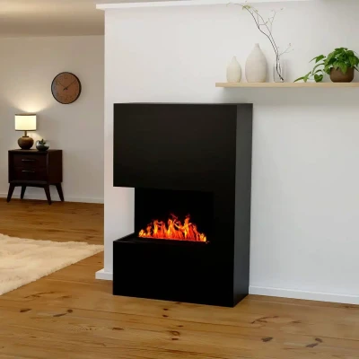 Glow Fire Tucholsky Canto Direito Preto - OMC 600 | Lareira a Vapor de Água Independente, Preta, 91 cm x 150 cm x 35 cm