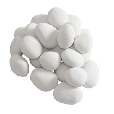 Seixos cerâmicos brancos para decoração de lareira 24 seixos cerâmicos brancos