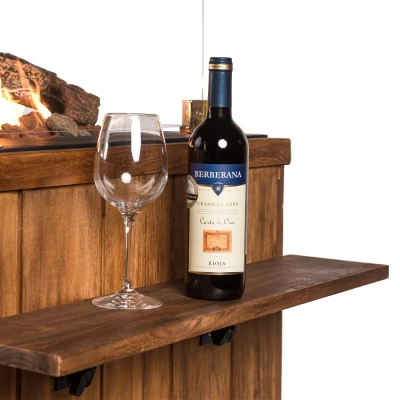 Mesa Lateral de Madeira Teca para Lareira a Gás - 2 Un.