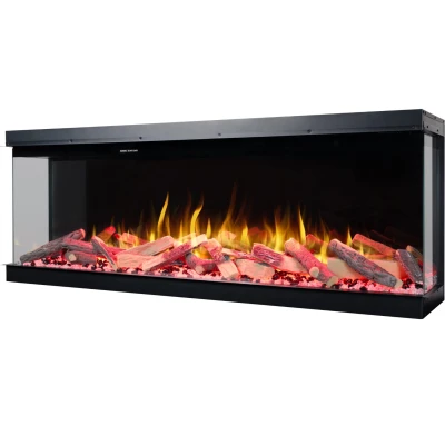 Lareira elétrica de encastrar Aflamo Superb 60 em preto de 3 lados